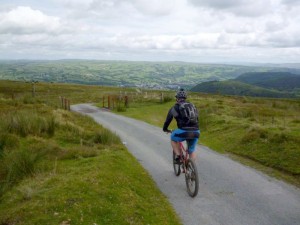 Chris starting the descent into the Conwy Valley.  